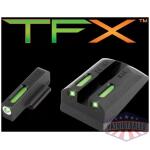 Truglo TFX Tritium/Fiber-Optic Day/Night Sights Fits Ruger SR9 / SR9C SR40 / SR40C SR45 - White Outline Front/Rear Green
