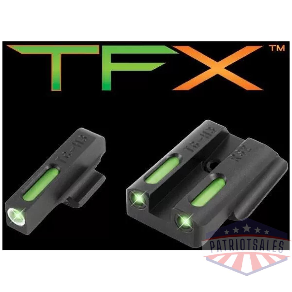 Truglo tfx tritium/fiber-optic day/night sights fits ruger lc9 / 9s / 380 - white outline front/rear green - image 1