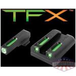 Truglo TFX Tritium/Fiber-Optic Day/Night Sights - SIG #8 #8 Set - White Outline Front/Rear Green