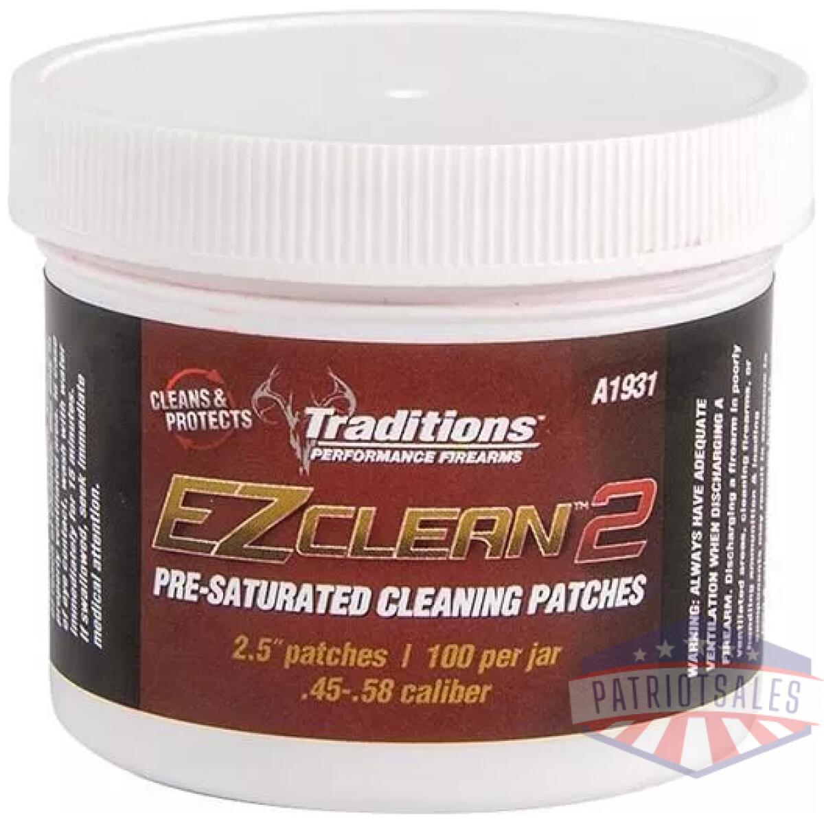Traditions ez clean 2 pre-saturated cleaning patches - 100/jar 2. 5" dia. - image 1