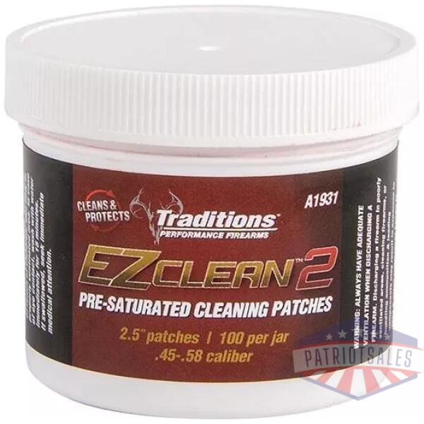 Traditions EZ Clean 2 Pre-Saturated Cleaning Patches - 100/Jar 2.5" Dia.