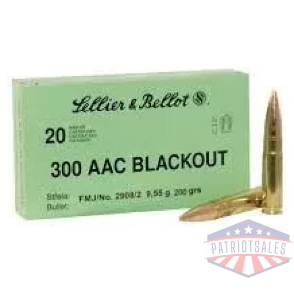 Sellier-Bellot Subsonic Rifle Ammunition .300  Blackout 200 gr FMJ 1060 fps 20/ct