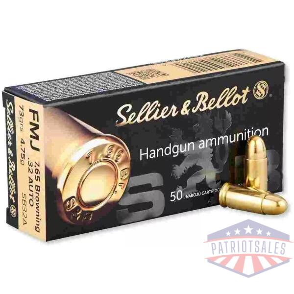 Sellier & Bellot Pistol & Revolver Ammo .32 ACP 73 gr FMJ 50/box