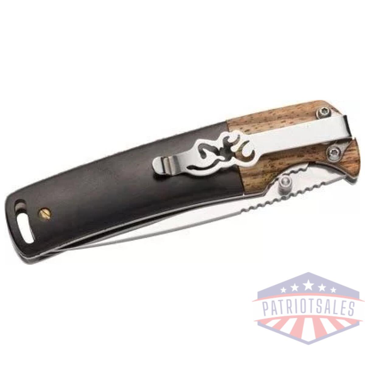 Browning knife buckmark - folding hunter 3" blade wood - image 2