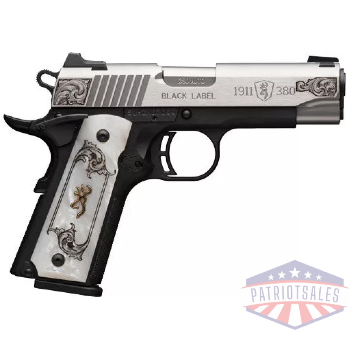 Browning 1911-380 ss/engraved - 380acp fs 3. 58" white pearl - image 1