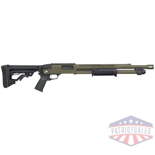 MOSSBERG 590R TACTICAL 12GA - 18.5" 6RD ADJ STK OD GREEN