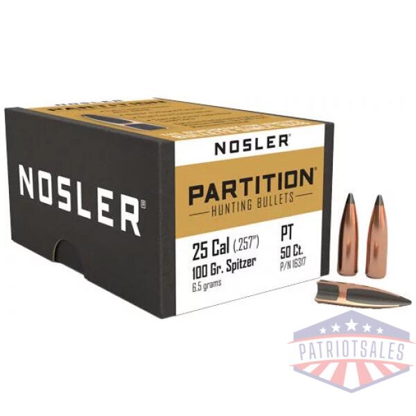 NOSLER BULLETS 25 CAL .257 - 100GR PARTITION 50CT