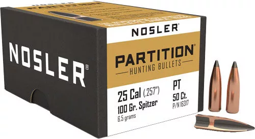 NOSLER BULLETS 25 CAL .257 - 100GR PARTITION 50CT