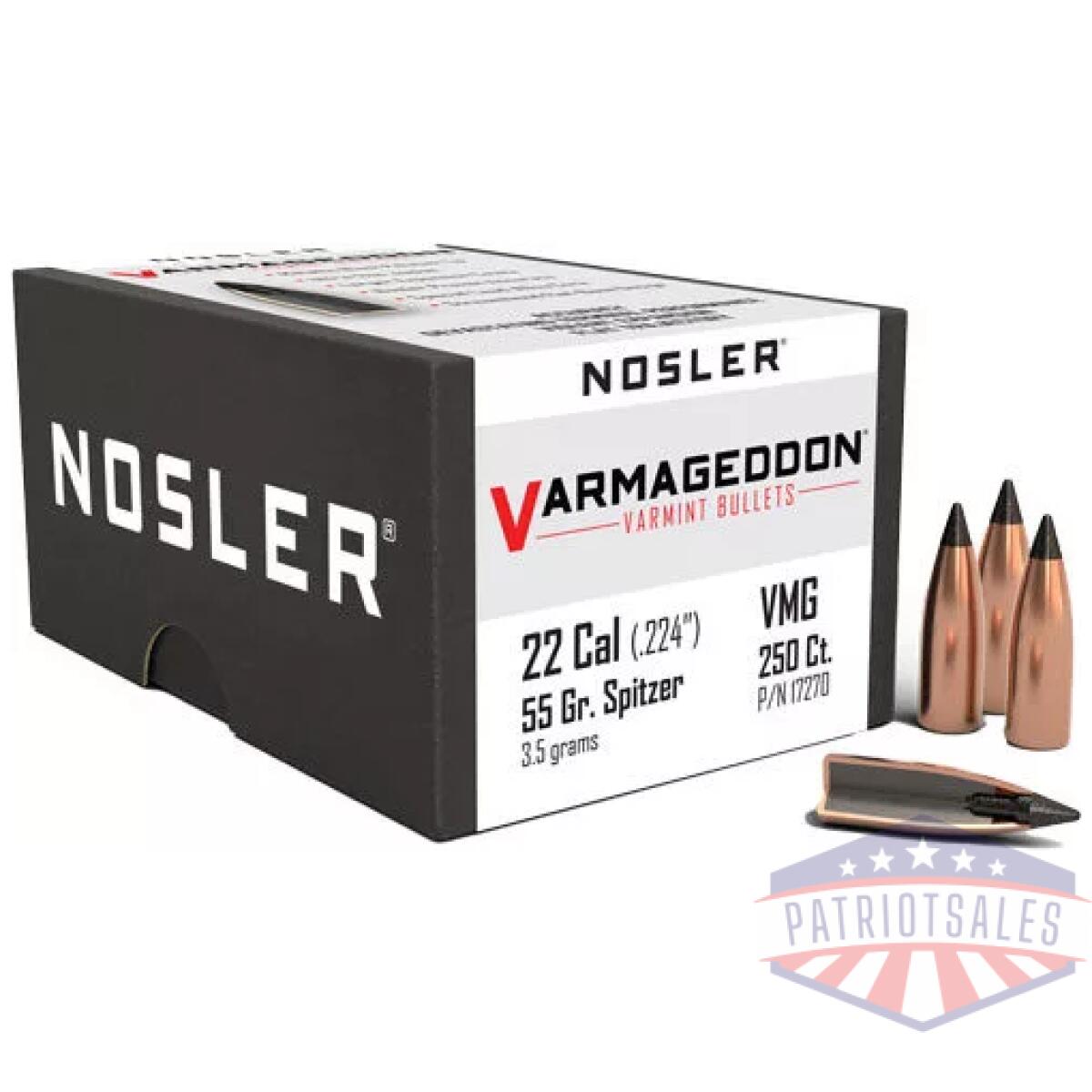 Nosler bullets 22 cal. 224 - 55gr varmageddon tipped 250ct - image 1