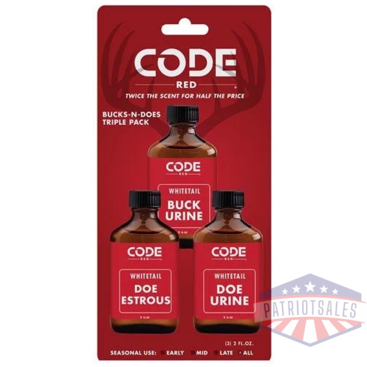 Code red deer lure bucks-n- - does triple pack 2fl oz/ea - image 1