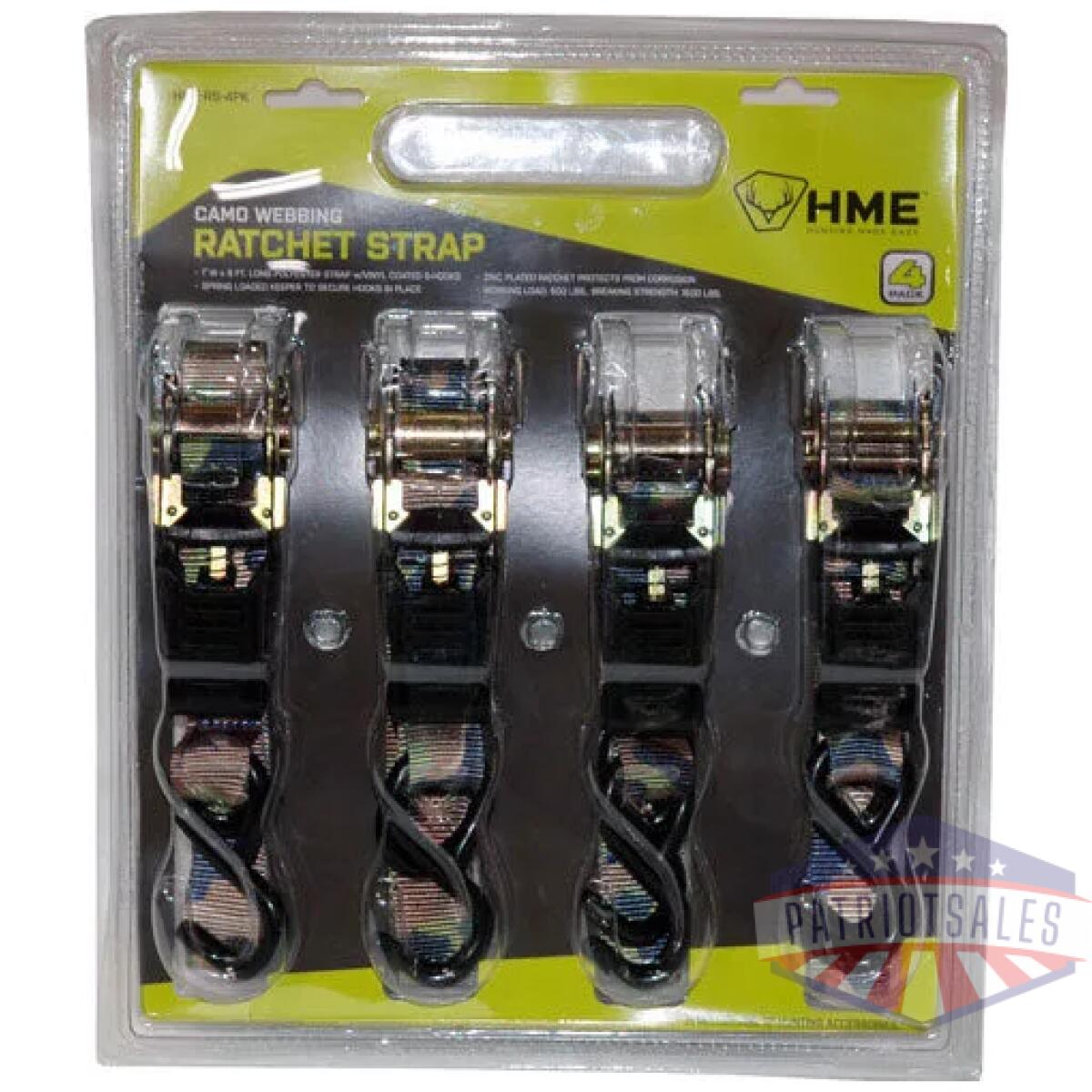 Hme ratchet strap 1"x8' - camo strap 4pk - image 1