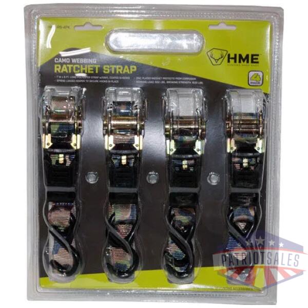 HME RATCHET STRAP 1"X8' - CAMO STRAP 4PK