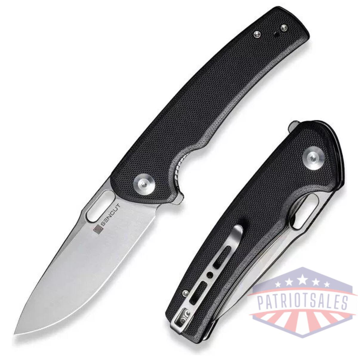 Vesperon flipper/thumb hole folding knife 3. 35"" satin 9cr18mov drop point plain edge blade, black g10 handle - image 1