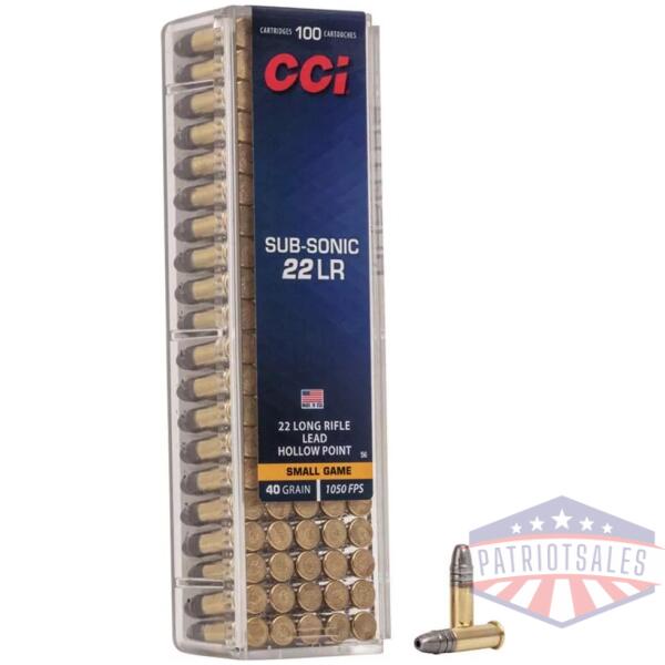 CCI Sub Sonic HP Rimfire Ammunition .22 LR 40 gr HP 1050 fps 100/ct
