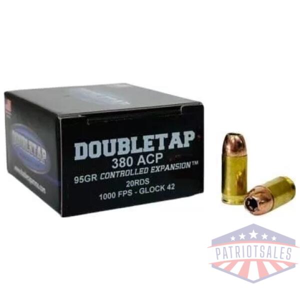 Double Tap Controlled Expansion Handgun Ammunition 380 ACP 95gr JHP 1000 fps 20/ct