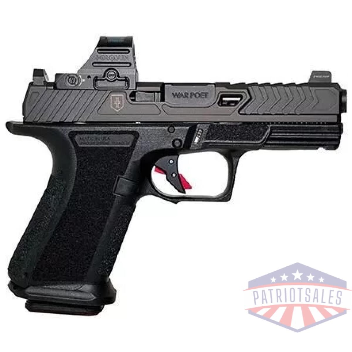 Shadow systems mr920 war poet handgun 9mm luger 15rd magazines(2) 4" fluted barrel black w/holosun 507c - image 1
