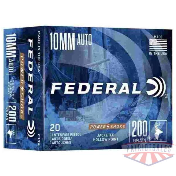 Federal Power-Shok Handgun Ammunition 10mm Auto 200gr JHP 1110 fps 20/ct