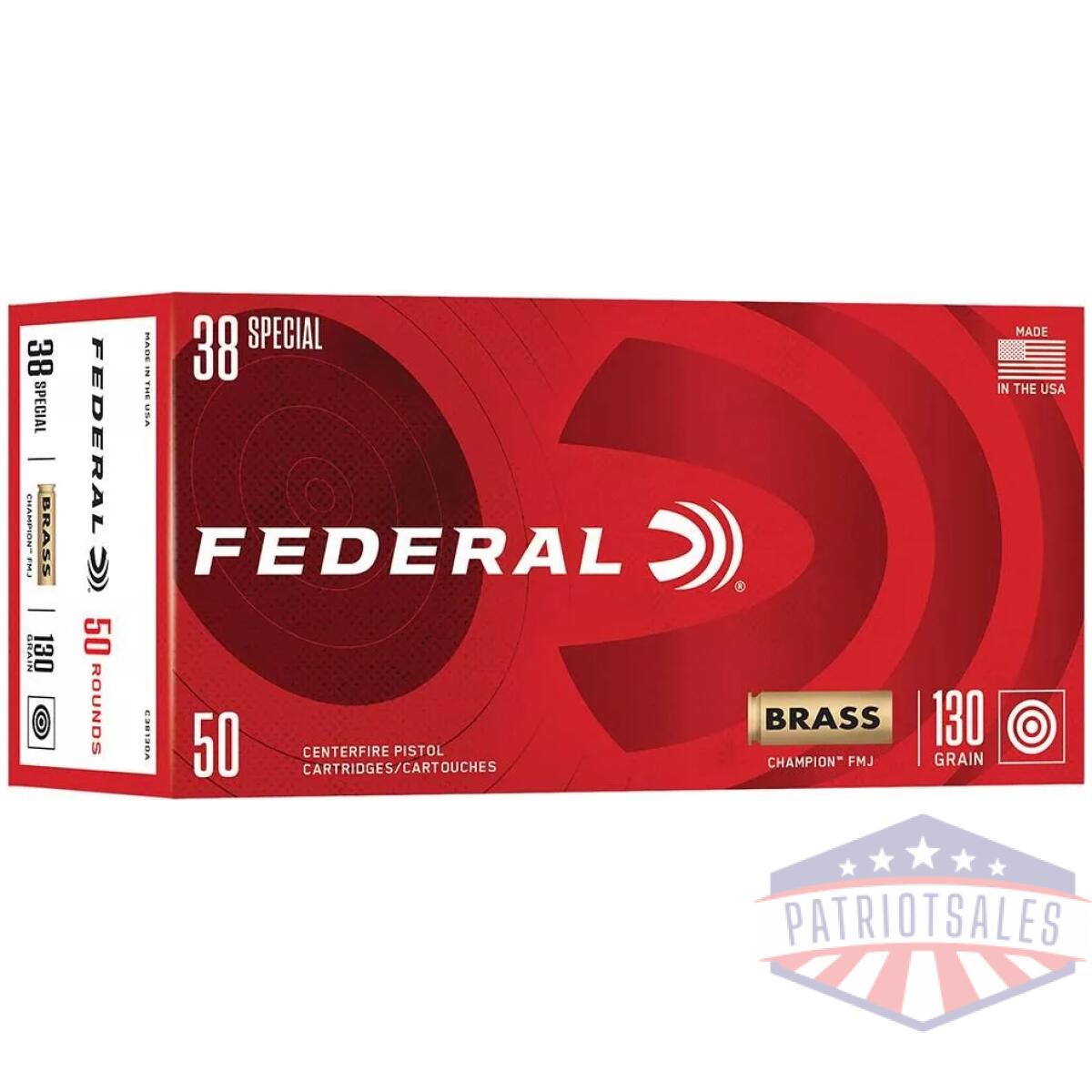 Federal champion handgun ammunition. 38 spl 130gr fmj 890 fps 50/ct - image 1