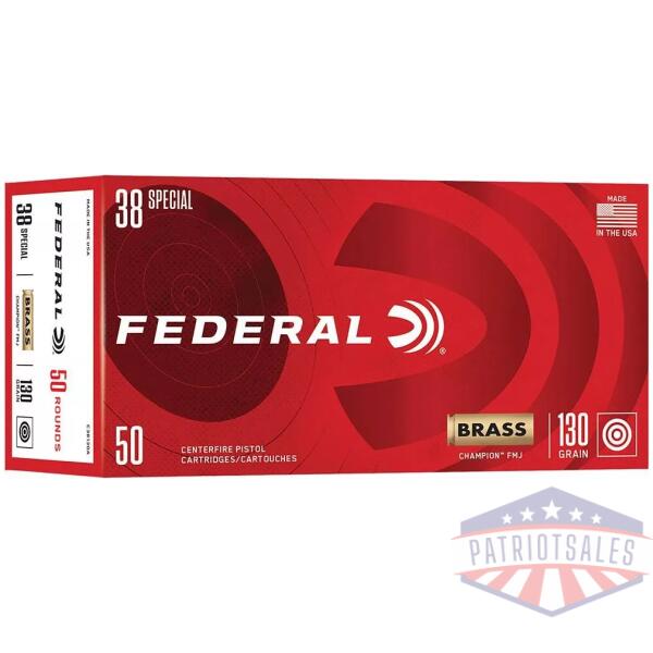 Federal Champion Handgun Ammunition .38 Spl 130gr FMJ 890 fps 50/ct