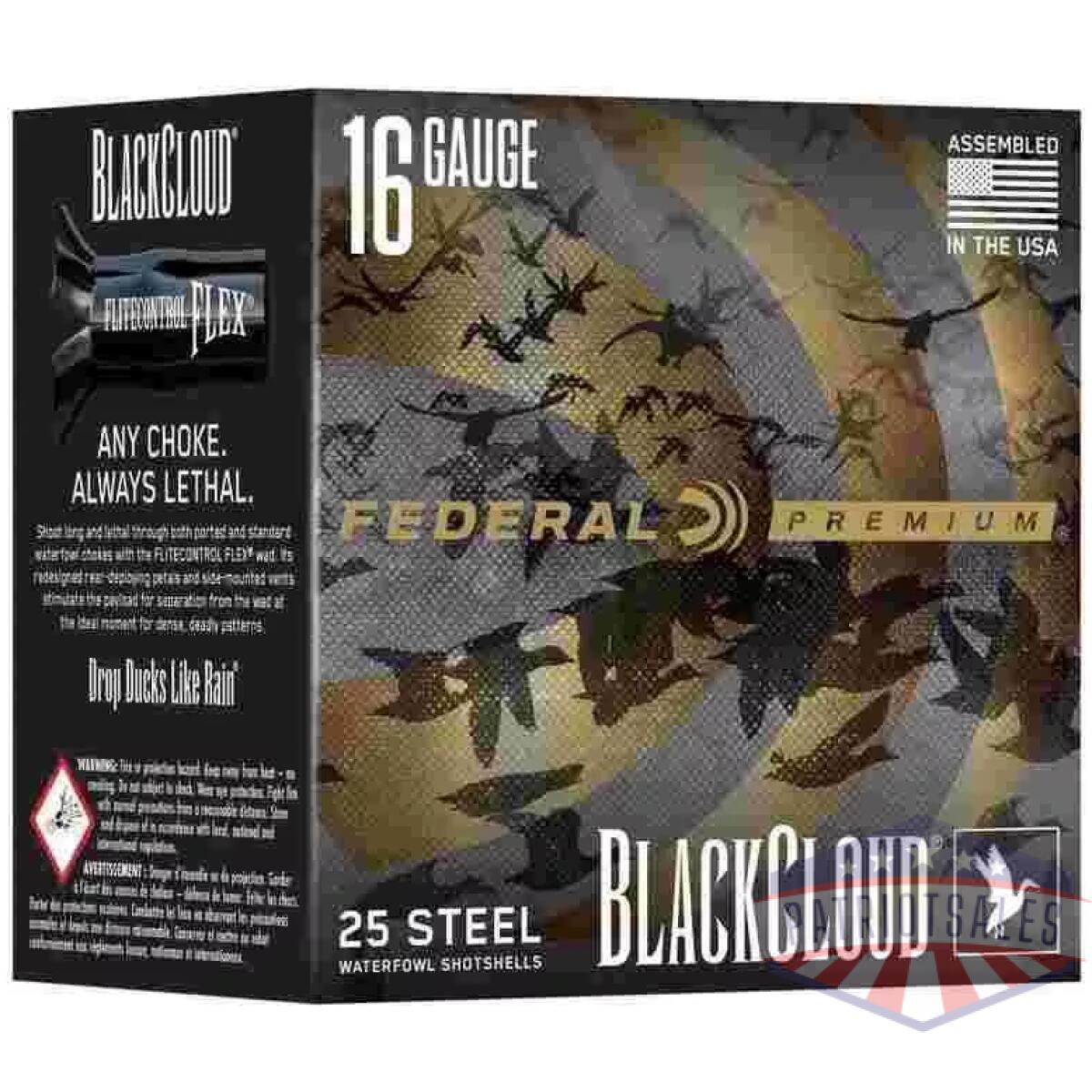 Federal black cloud waterfowl shotshells 16ga 2-3/4" 7/8oz 1450fps #2 25/ct - image 1