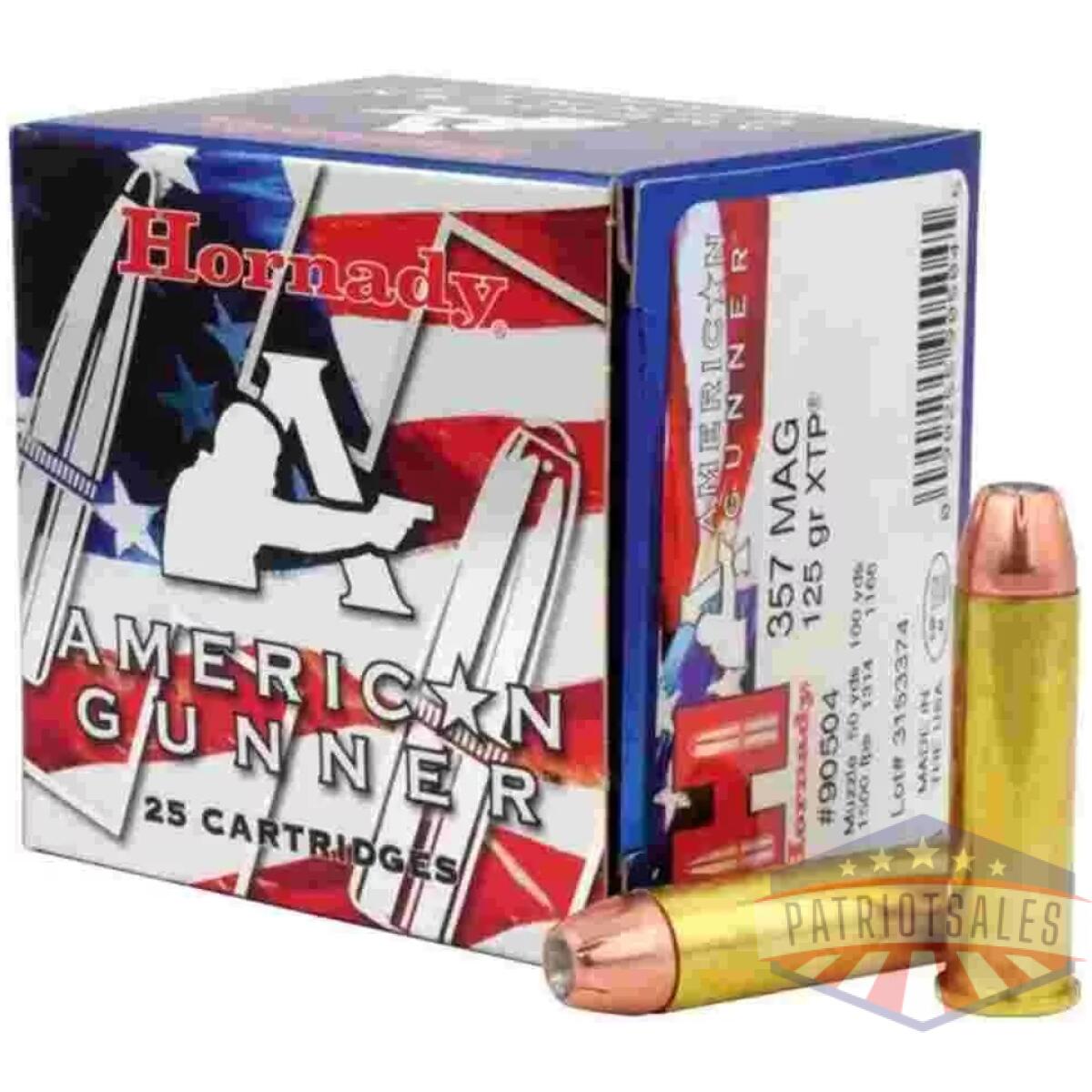 Hornady american gunner handgun ammunition. 357 mag 125 gr xtp 1275 fps 25/ct - image 1