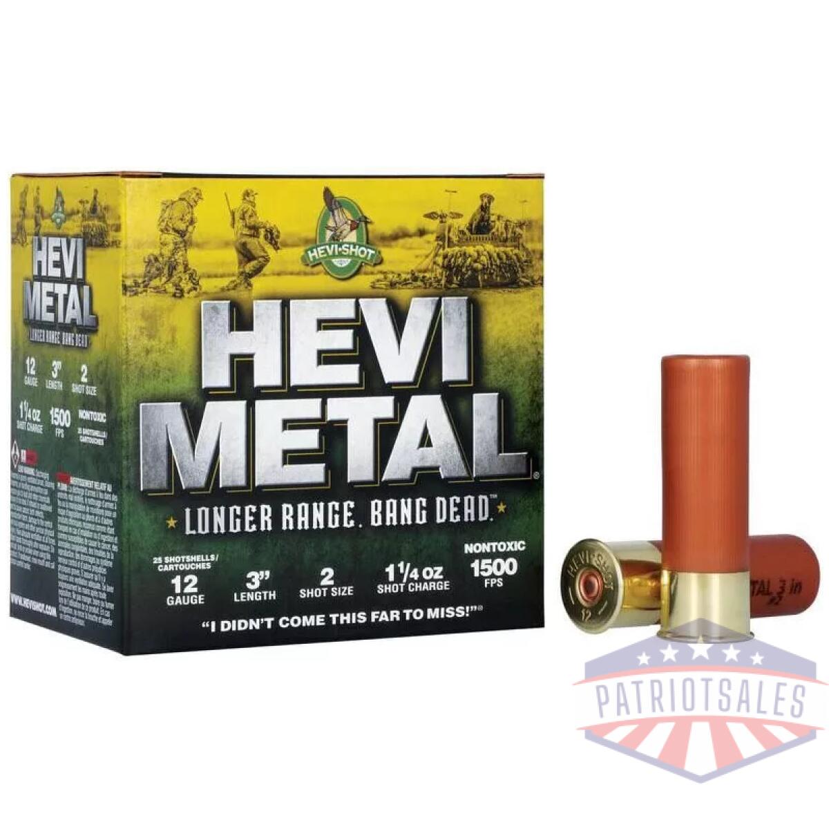 Hevi-shot hevi-metal longer range shotshell 12ga 3" 1-1/4 oz 1500 fps #2 25/ct - image 1