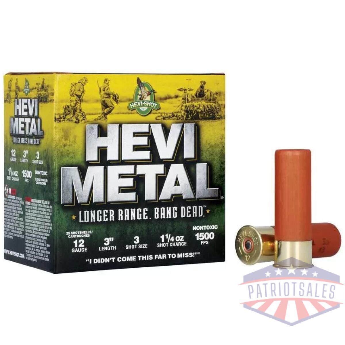 Hevi-shot hevi-metal longer range shotshell 12ga 3" 1-1/4 oz 1500 fps #3 25/ct - image 1