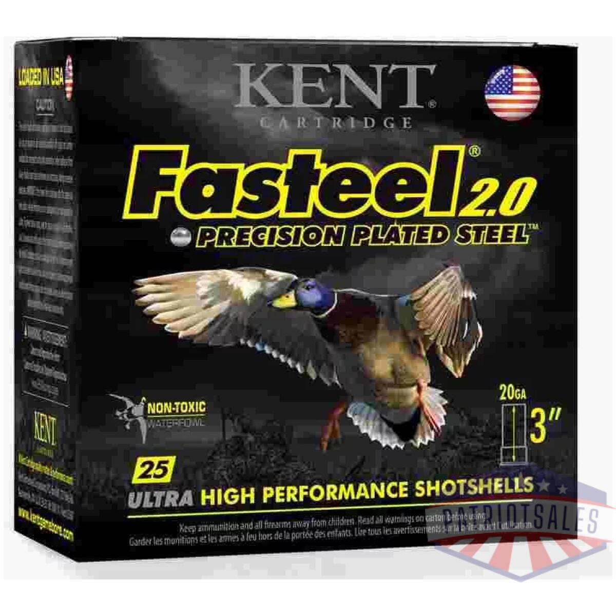 Kent fasteel 2. 0 shotshells 20 ga 3" 7/8oz 1550 fps #4 25/ct - image 1