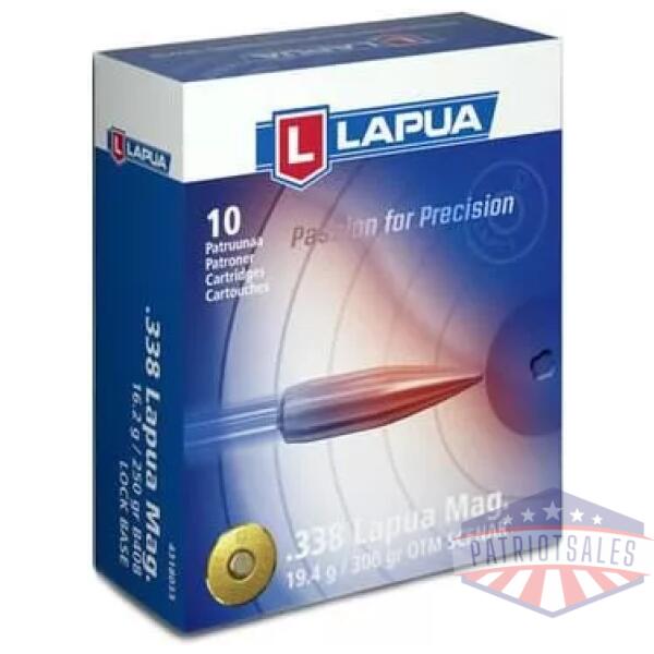 Lapua Rifle Ammunition .338 Lapua Mag 300 gr HPBT 2723 fps 10/ct