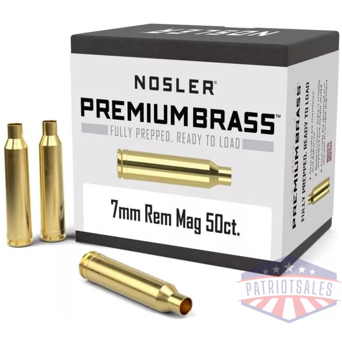 Nosler unprimed brass rifle cartridge cases 50/ct 7mm rem mag - image 1