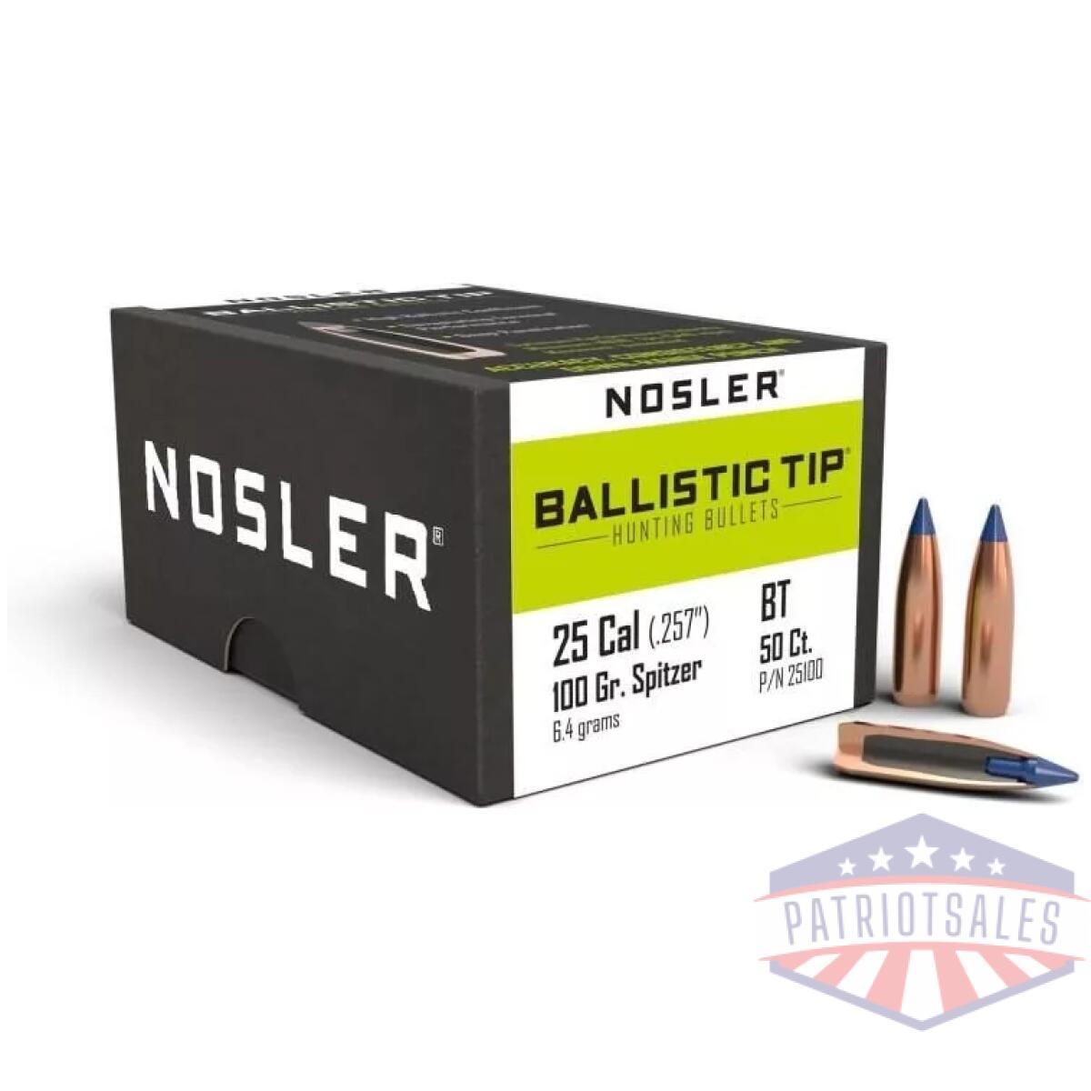 Nosler ballistic tip hunting bullets. 25 cal. 257" 100 gr sbt-btip 50/ct - image 1