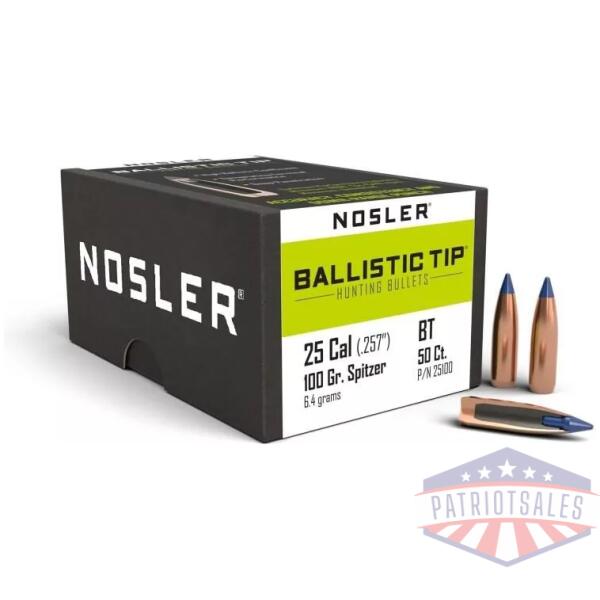 Nosler Ballistic Tip Hunting Bullets .25 cal .257" 100 gr SBT-BTIP 50/ct