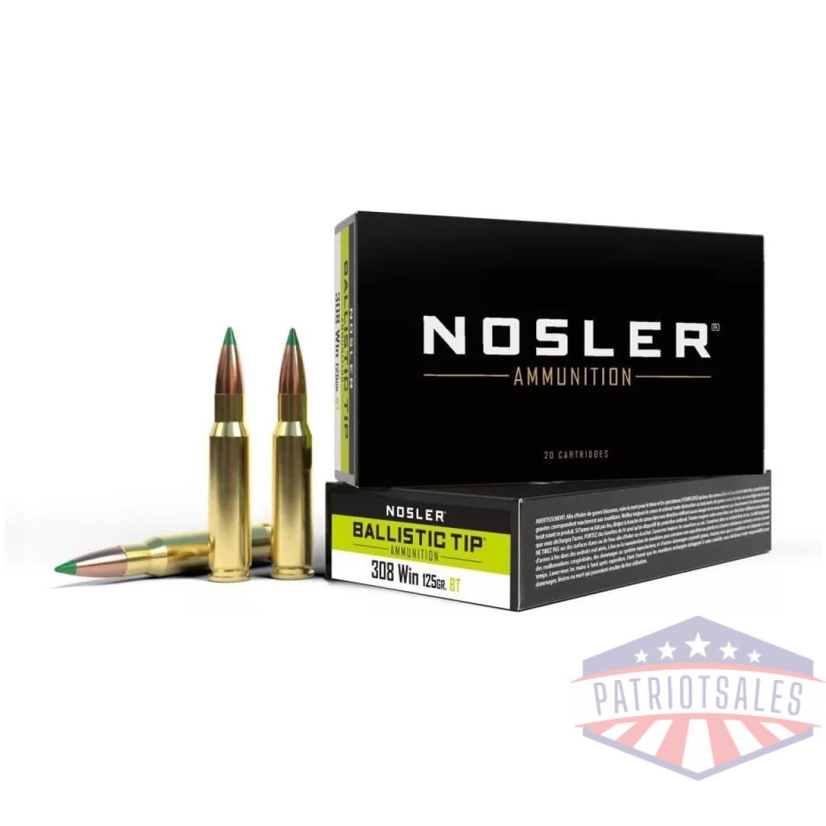 Nosler ballistic tip rifle ammunition 308 win 125gr ballistic tip hunting ammo (20 ct. ) - image 1