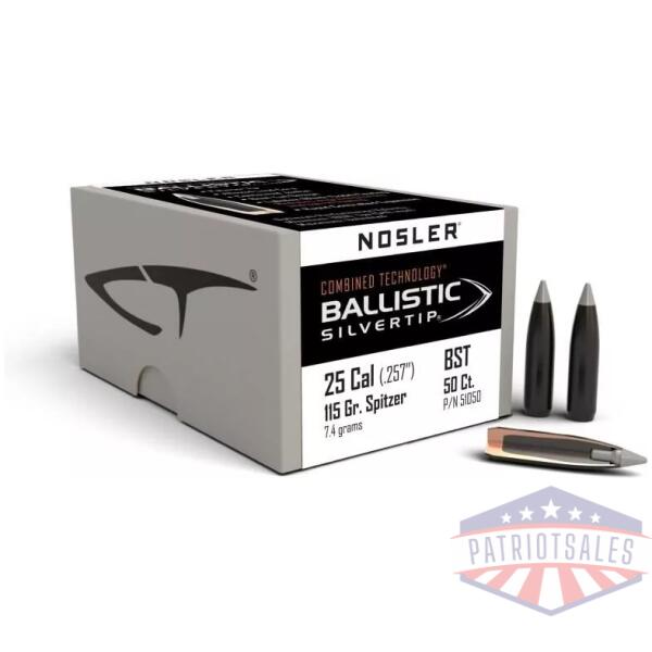 Nosler Ballistic SilverTip Hunting Bullets .25 cal .257" 115 gr SBT-BSTIP 50/ct