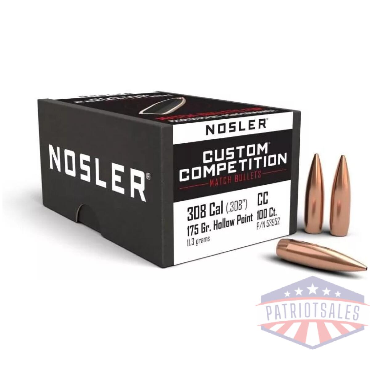 Nosler custom competition bullets. 30 cal. 308" 175 gr hpbt 100/ct - image 1