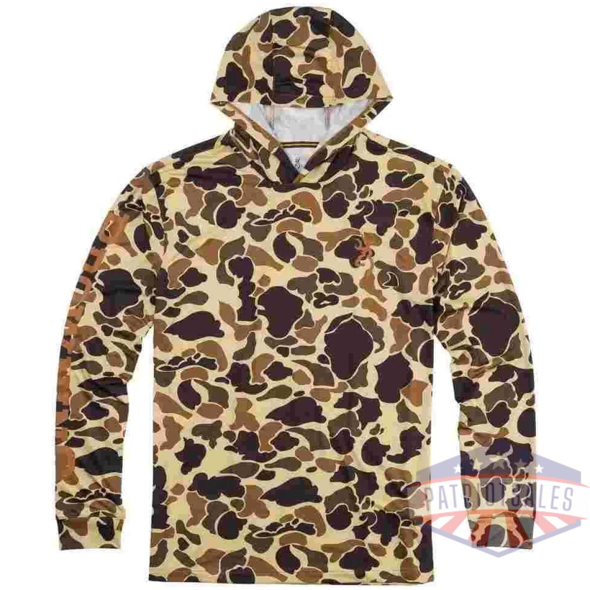 Browning hooded long sleeve tech shirt vintage tan camo s - image 1