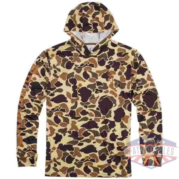 Browning Hooded Long Sleeve Tech Shirt Vintage Tan Camo S