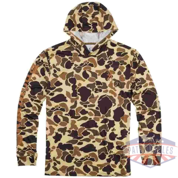 browning hooded long sleeve tech shirt vintage tan camo s