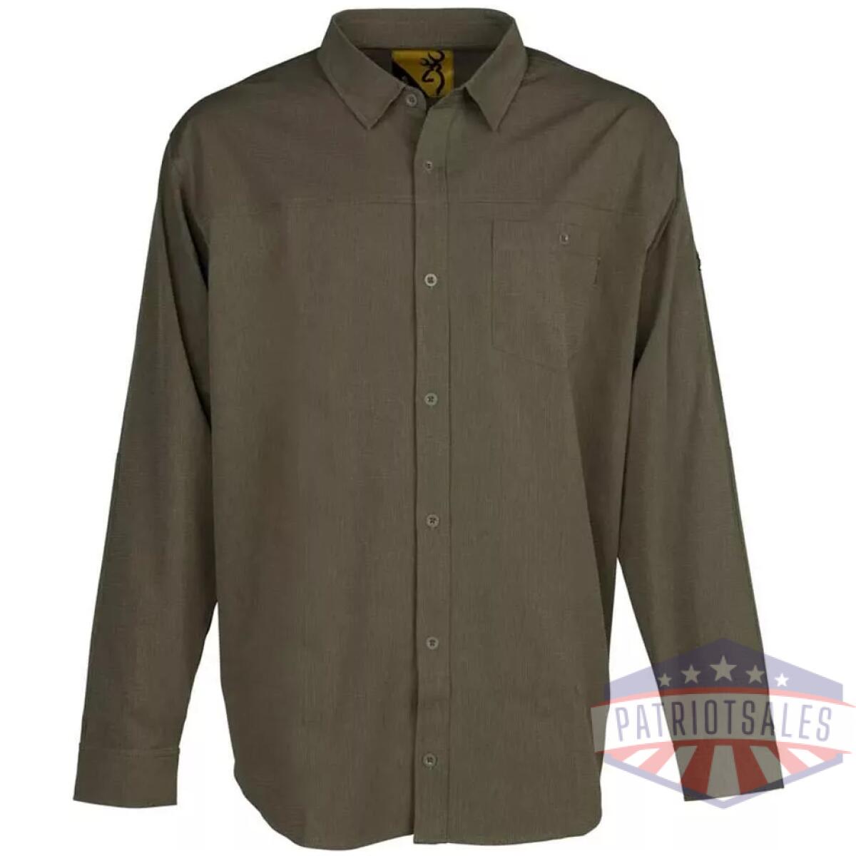 Browning lightweight button down long sleeve shirt green s - image 1