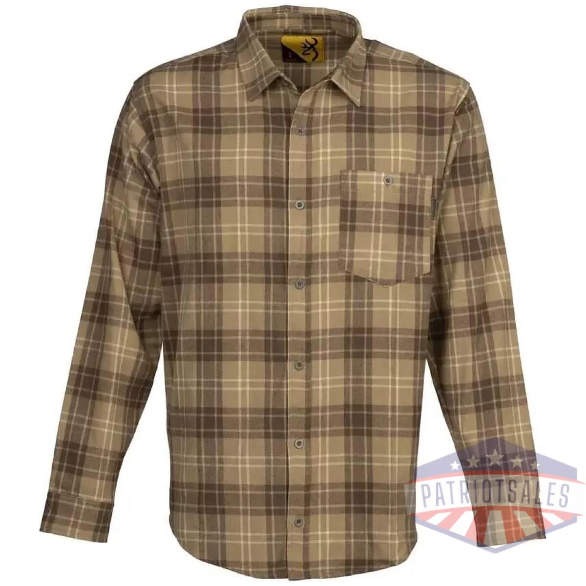 Browning upland flannel long sleeve shirt tan xl - image 1