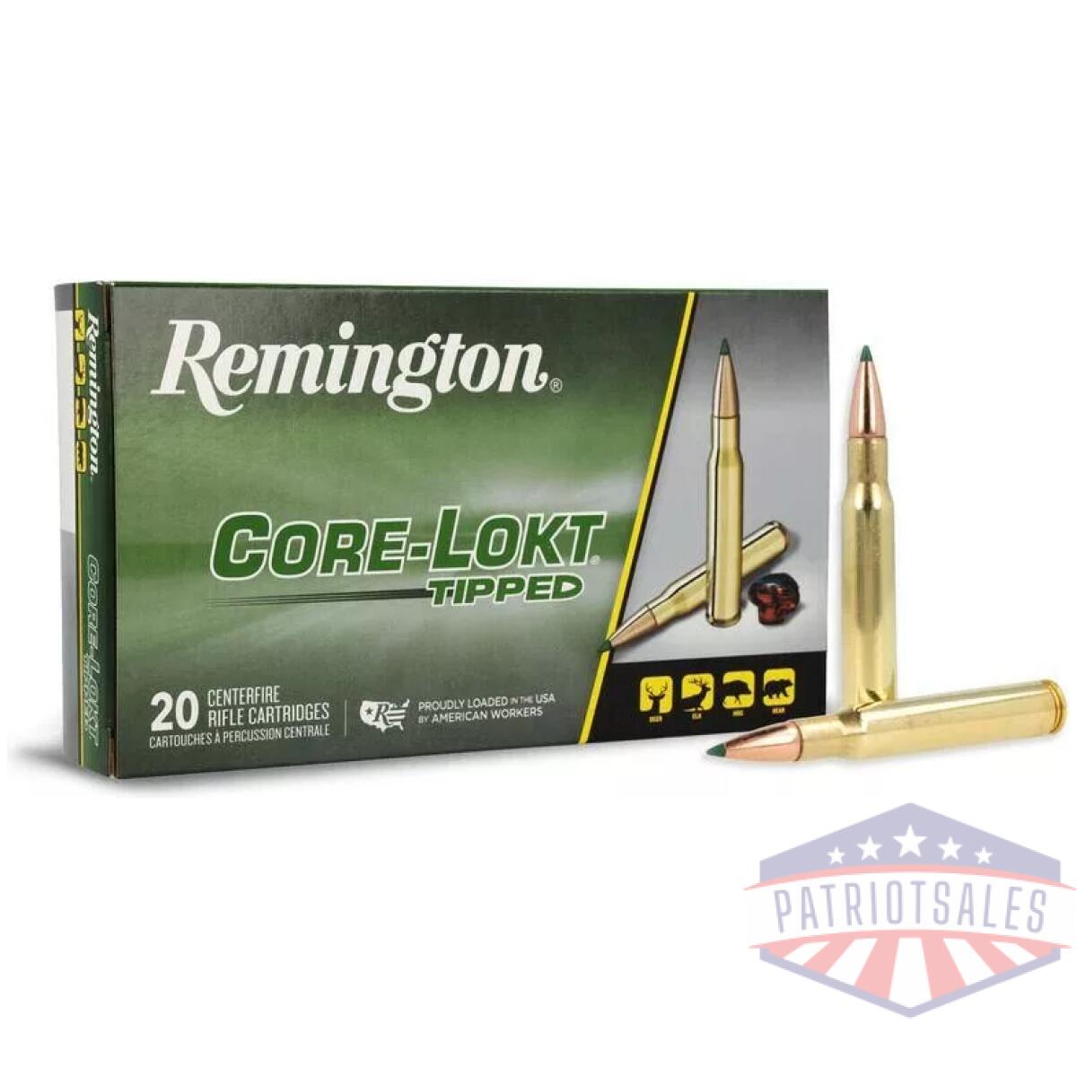 Remington core-lokt tipped rifle ammunition. 308 win 150gr pt 2840 fps 20/ct - image 1