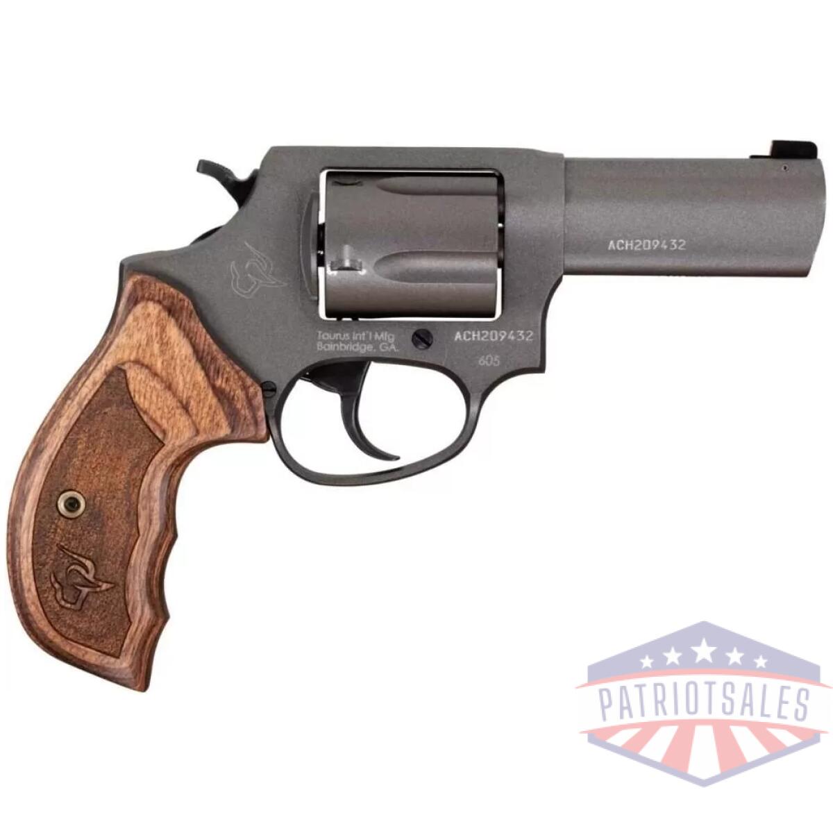 Taurus defender 605 handgun 357 mag/38 spl 5rd capacity 3" barrel  black with wood grips night sights - image 1