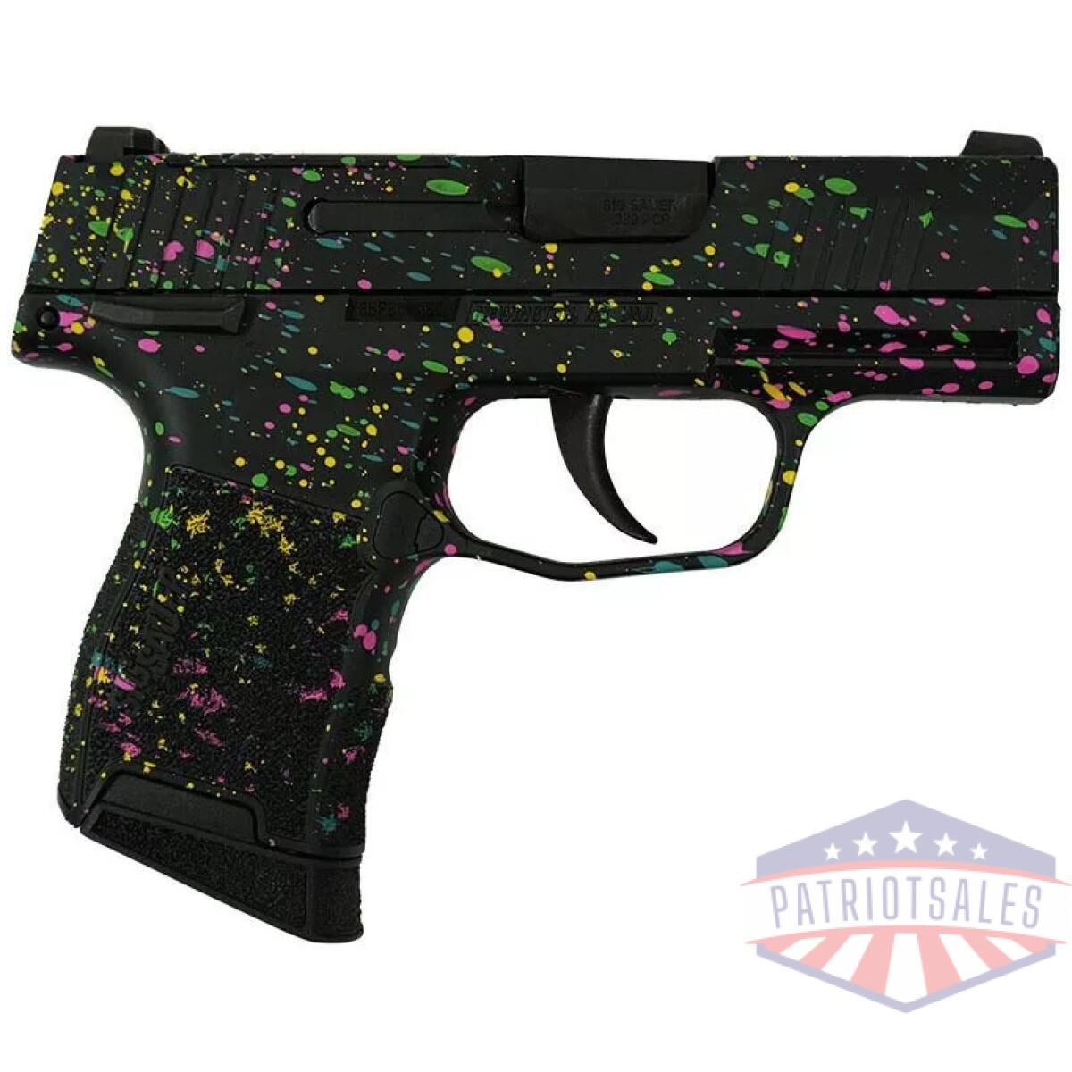 Sig sauer exclusive "multi color paint" p365-380 handgun 380 auto 10rd magazine 3. 1" barrel black manual safety - image 1