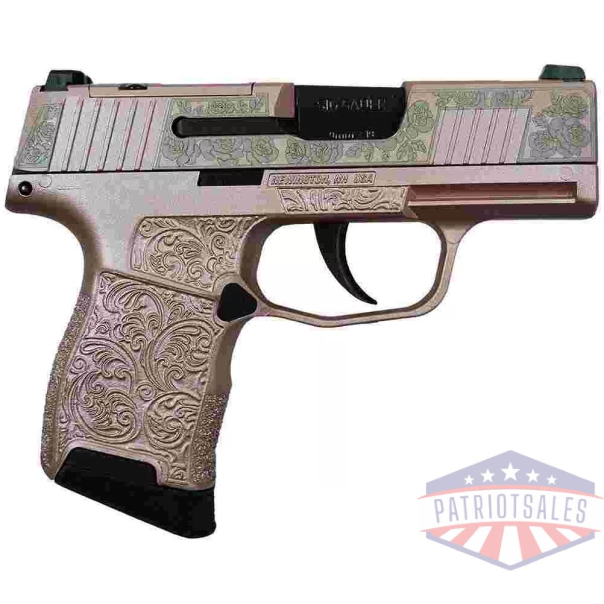 Sig sauer "guns & roses rose gold" p365 optic ready handgun 9mm luger 10rd magazines(2) 3. 1" barrel x-ray 3 sights - image 1