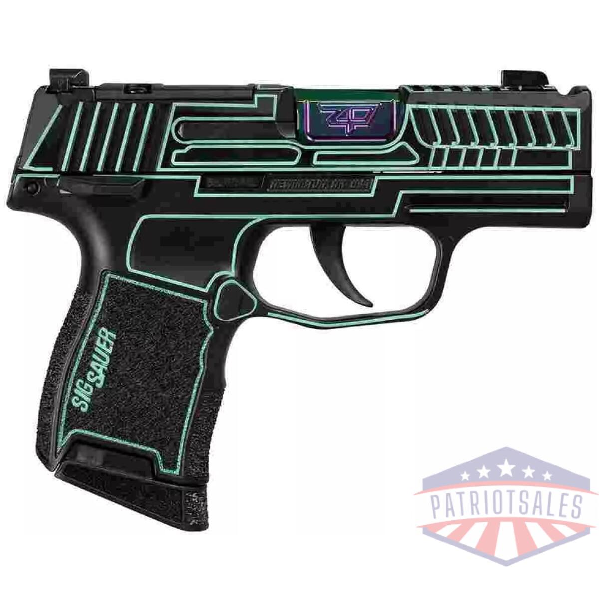 Sig sauer p365 "outlander blue laser" handgun 9mm luger 10rd magazines(2) 3. 1" spectrum barrel x-ray 3 sights manual safety - image 1