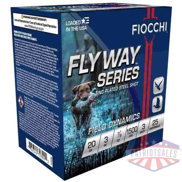 Fiocchi Flyway Steel Shotshells 20 ga 3" 7/8oz 1500fps #3 25/ct