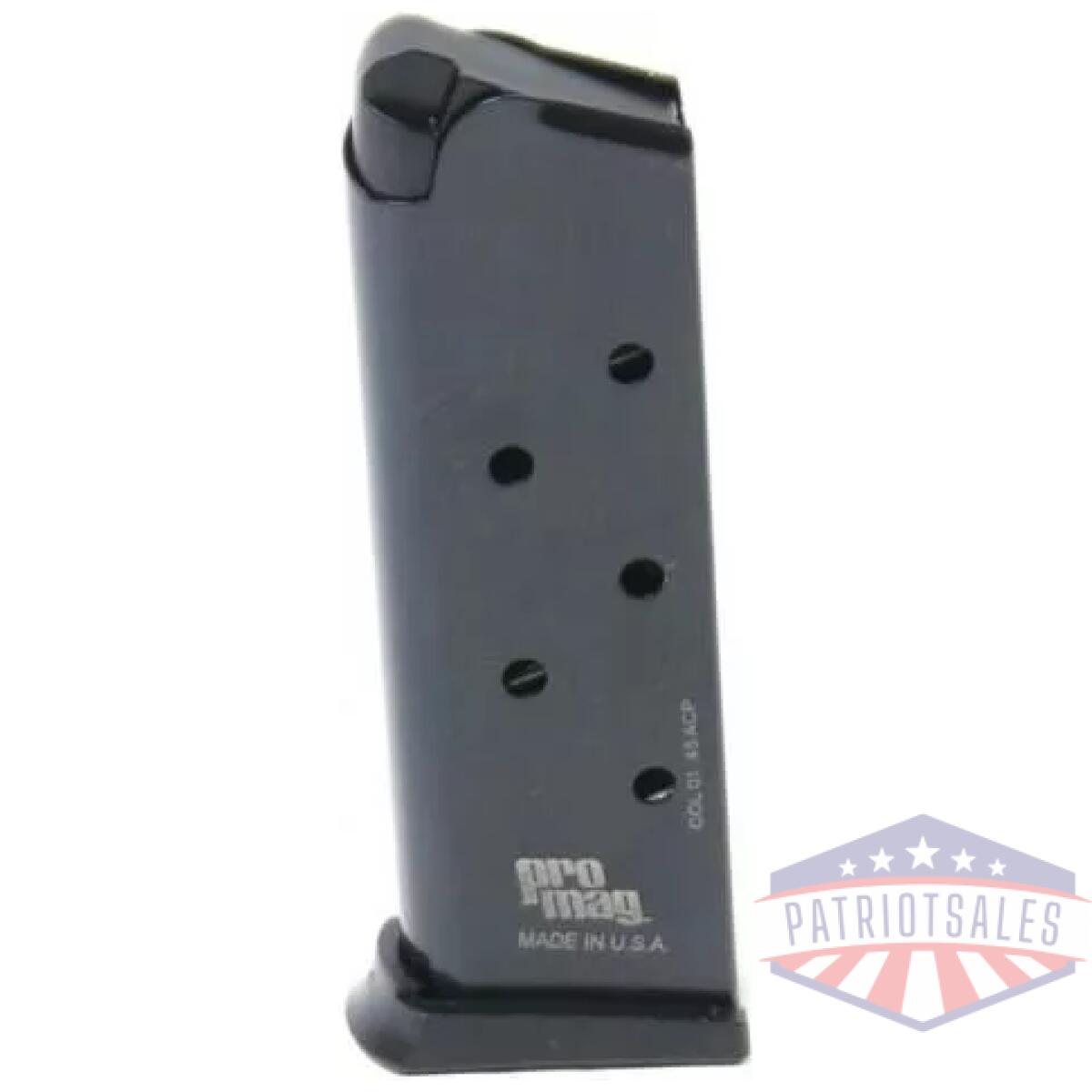 Promag steel handgun magazine officers. 45 acp blued 6/rd - image 1
