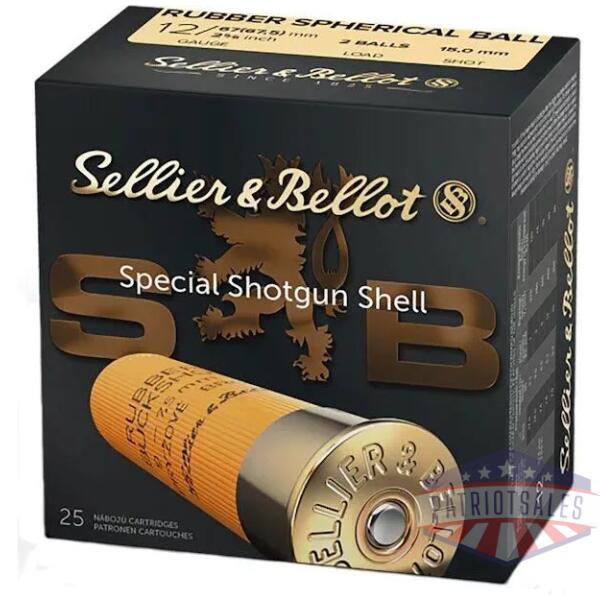 Sellier & Bellot Rubber Buckshot 12 ga 2-3/4" 2 ball Rubber 25/ct