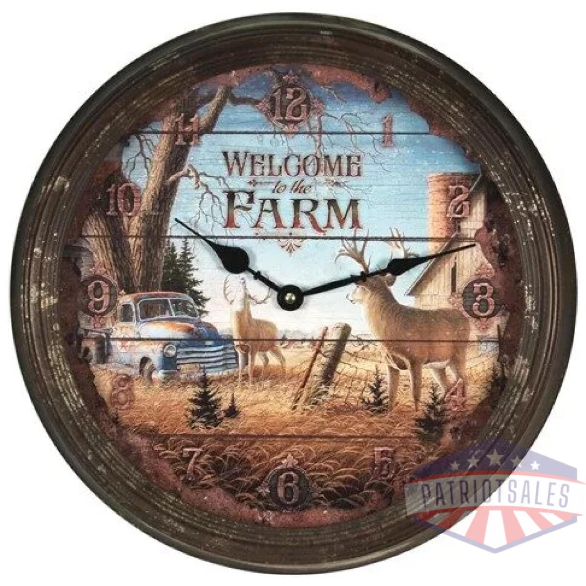 Rivers edge deer nostalgic - metal clock 15" - image 1