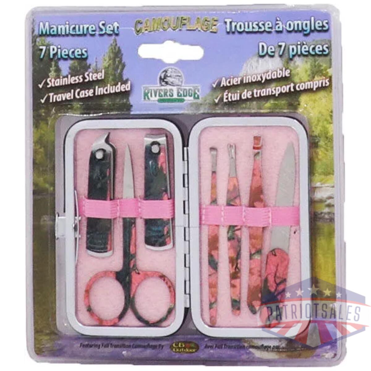 Rivers edge womens 7 piece - manicure set pink camo - image 2